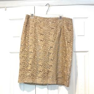 Jones New York Beige Lace Pencil Skirt 14